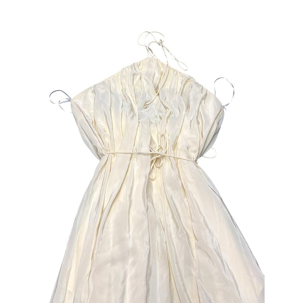 NWT Zimmermann Halter Neck 100% Silk Cream Midi Dress Size 3 US 10 - Picture 7 of 12